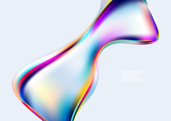 Abstract vector background of glass iridescent shape. Colorful liquid  wallpaper.