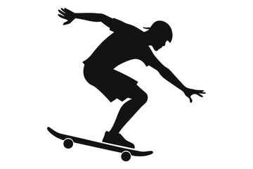 Dynamic Silhouette of a Skateboarder in Green