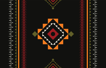 Geometric ethnic pattern design. Native American motifs pattern. Ethnic fabric background. Great for background, wallpaper, fabric, clothing, carpet, scarf, rug and wrapping. Vector design.
