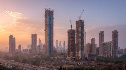 Mumbai Skyline Construction Scene