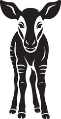 Black okapi silhouette with white stripes and negative space, Creative okapi silhouette design style