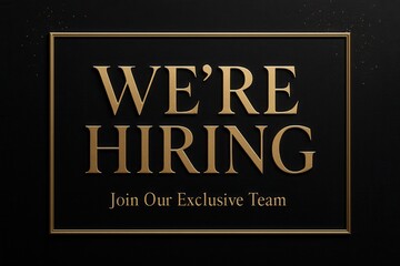 Fototapeta premium Elegant gold text on a black background advertising a job opening with the phrase 