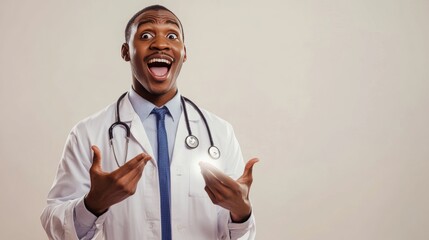 Man in a white coat and blue tie, laughing with hands out for emphasis.
