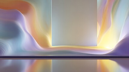 Ethereal aurora borealis display reflecting on a smooth surface under a gray sky