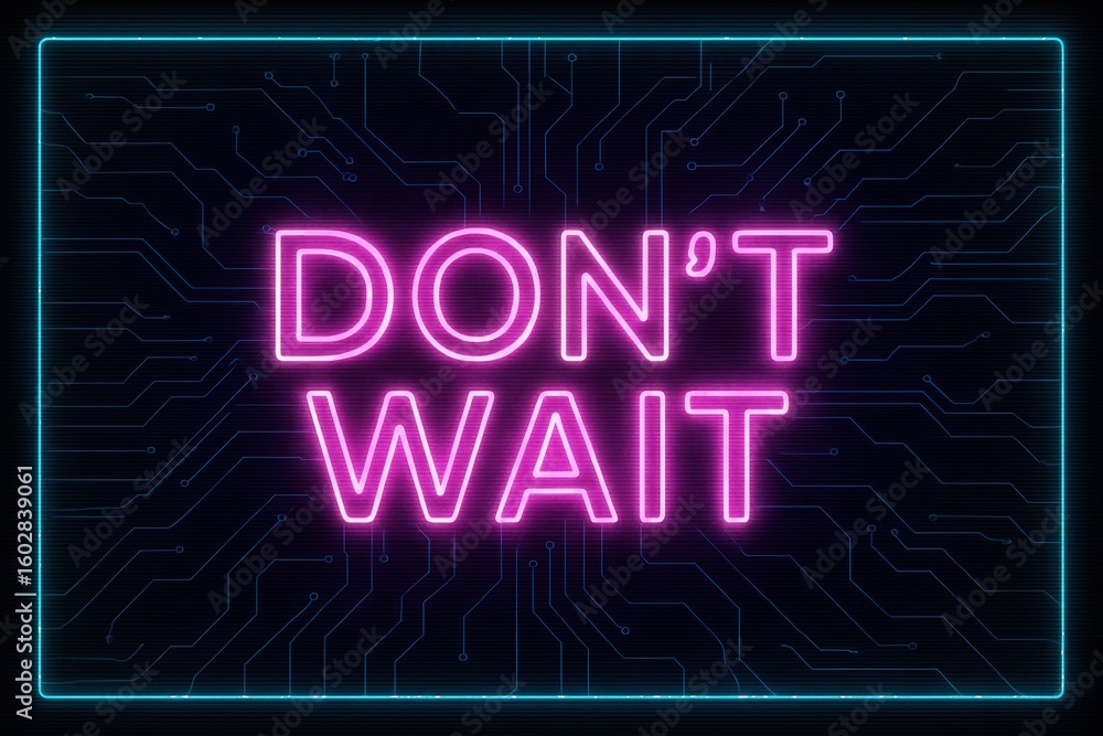 Poster glowing neon text 