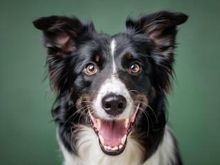 Happy Border Collie With Perky Ears Smiling in a Close-Up Portrait