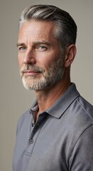 Obraz premium Professional studio portrait of a young adult man in a white shirt, looking at the camera with a slight smile. Clean background, soft lighting, perfect for business or lifestyle use.