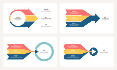 Business infographic template. Goal charts with three options, steps. Vector chart.