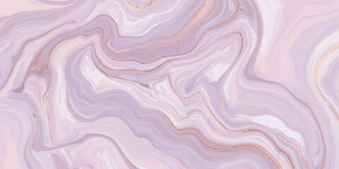 Obraz premium Wavy and swirled soft lilac and rose gold minimalist brush strokes pattern for feminine business Instagram grid