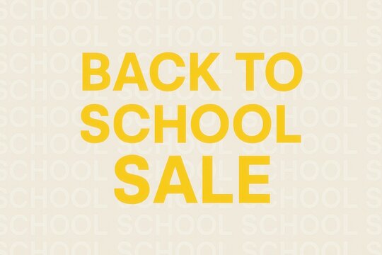 Bold yellow text on a light background announces a "Back to School Sale," perfect for promotions related to academic supplies and seasonal shopping events.