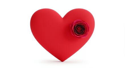 Red heart with rose graphic design image