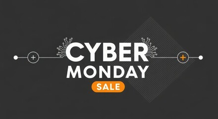 Cyber Monday sale announcement with digital circuit elements image