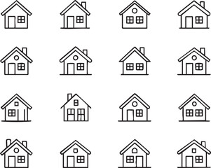 Seamless Pattern of Simple House Icons in Black and White Perfect for Real Estate or Home Design Projects
