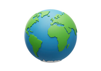 Isolated Cartoon Globe Showing Continents on Blue Water Planet