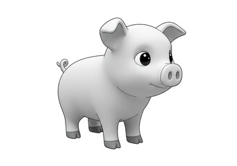 Isolated Cartoon Piglet with Big Eyes and Rosy Cheeks Illustration
