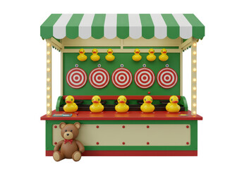 Isolated Carnival Game Booth with Ducks and Targets Illustration