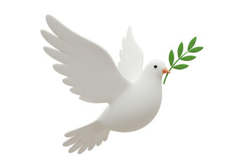 Isolated White Dove with Olive Branch