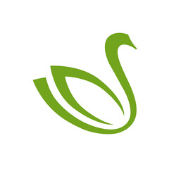 Vektor simbol logo ilustrasi simpel bebek  atau soang warna hijau