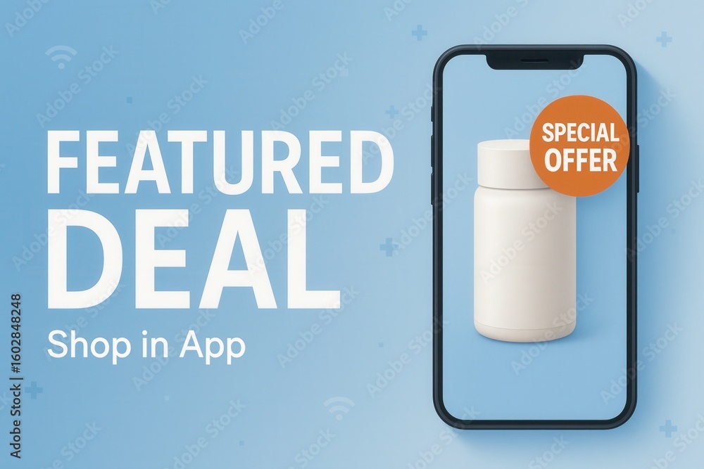 Poster smartphone displaying a white bottle with a 
