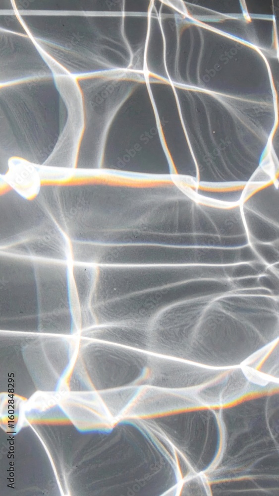 Poster abstract white lines and reflections from illuminated water surface texture