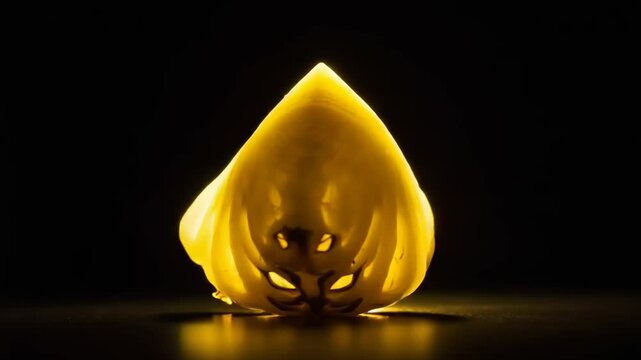 Illuminated yellow object showcasing intricate textures