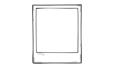 Blank polaroid frame with hand-drawn style featuring empty space for image or text. Vector retro hand drawn illustration.