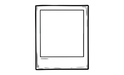 Fototapeta premium Simple black and white sketch of a blank instant photo frame. Vector retro hand drawn illustration.
