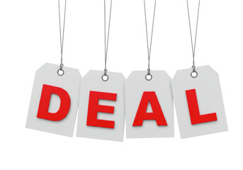 Isolated Deal Tags Hanging from Strings