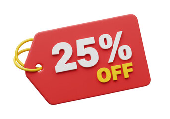 Isolated 25 Percent Off Red Tag