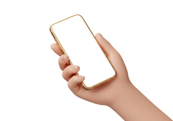 Isolated Hand Holding Gold Smartphone with Blank Screen