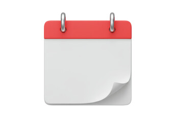 Isolated Red Calendar with Blank Page
