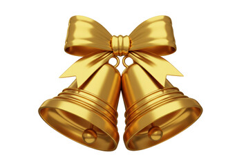 Isolated Gold Christmas Bells with Bow