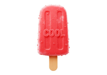Isolated Red Popsicle with Cool Text and Wooden Stick