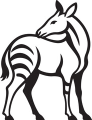 Obraz premium Black okapi silhouette on white background animal wildlife, Okapi wildlife illustration in black
