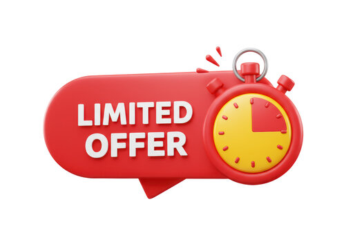 Isolated Limited Offer Sign with Stopwatch