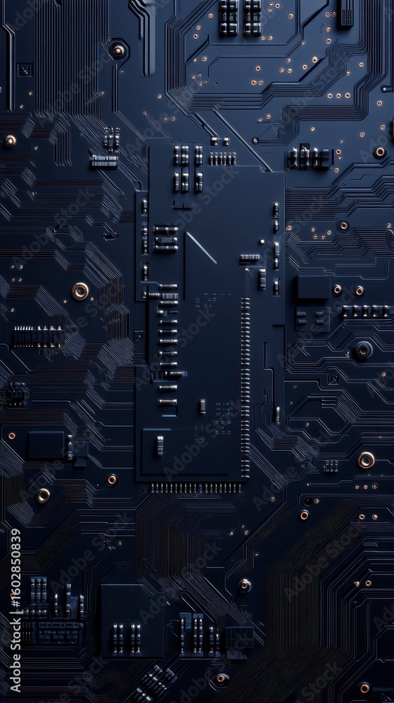 Poster dark background with illuminated circuit pattern for technology theme