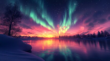 Northern Lights Dance Across the Sky in Stunning Colorful Display