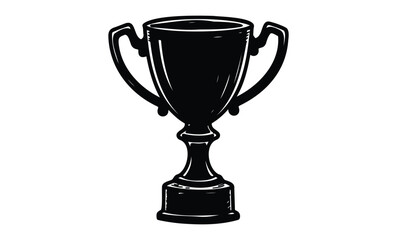 Fototapeta premium Elegant black trophy cup illustration with classic design. Vector retro hand drawn illustration.
