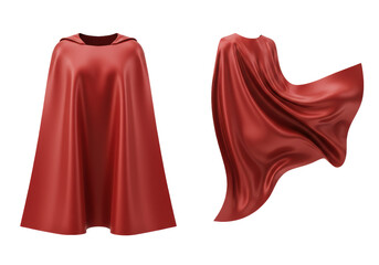 Isolated Two Red Capes Flowing Fabric Superhero Costume © Ryan