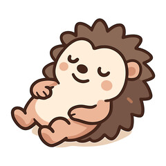 Hedgehog Cartoon Mascot Cute Porcupine Sleeping Illustrations