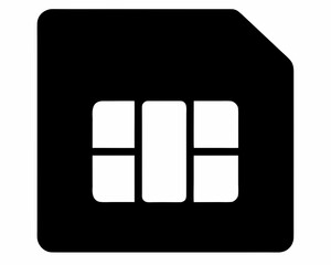SIM card icon silhouette, Sim card flat simple vector icon illustration