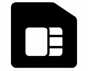 SIM card icon silhouette, Sim card flat simple vector icon illustration