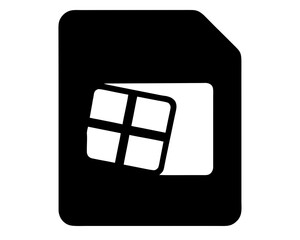 SIM card icon silhouette, Sim card flat simple vector icon illustration