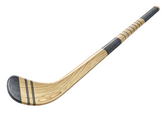 Vintage wooden hurling stick isolated on transparent background for sports and gaelic games