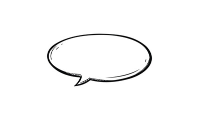 Fototapeta premium Black and white sketch of a speech bubble on white background. Vector retro hand drawn illustration.