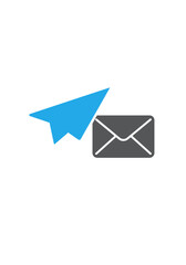 Paper Airplane Icon Overlapping with Envelope Icon