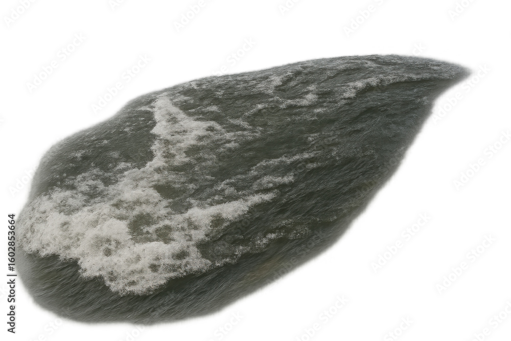 Poster flowing water creating foam and waves, isolated on transparent background, ready for compositing