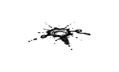 Obraz premium Abstract black ink splatter with dynamic lines on white background. Vector retro hand drawn illustration.