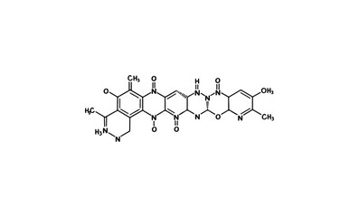 Chemical structure of doxycycline antibiotic molecule. Vector retro hand drawn illustration.