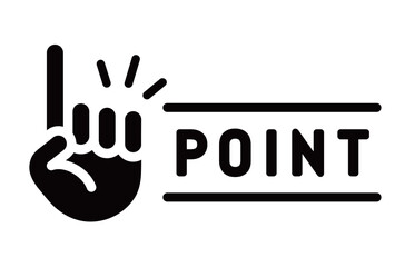 シンプルな指差しアイコン　イラスト　手　注目　確認　ポイント　アドバイス　チェック　指を差す　重要